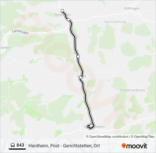 843 Bus Line Map