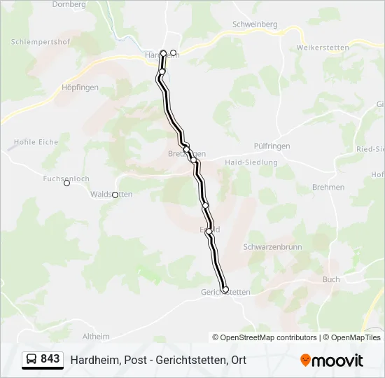 843 Bus Line Map