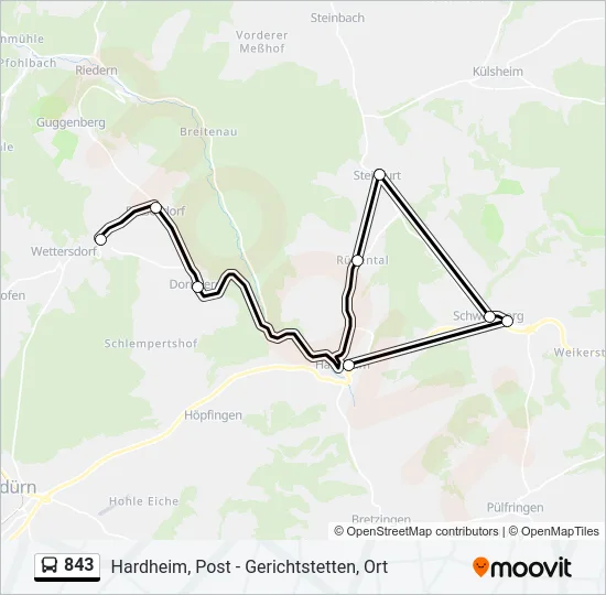 843 Bus Line Map