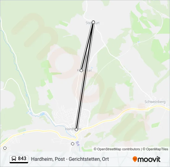 843 Bus Line Map