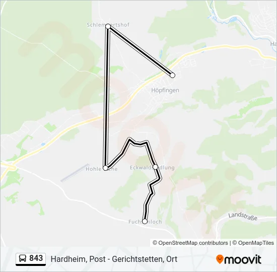 843 Bus Line Map