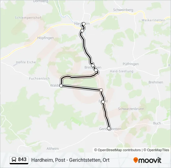 843 Bus Line Map