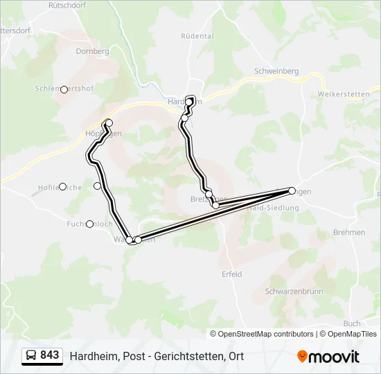 843 Bus Line Map