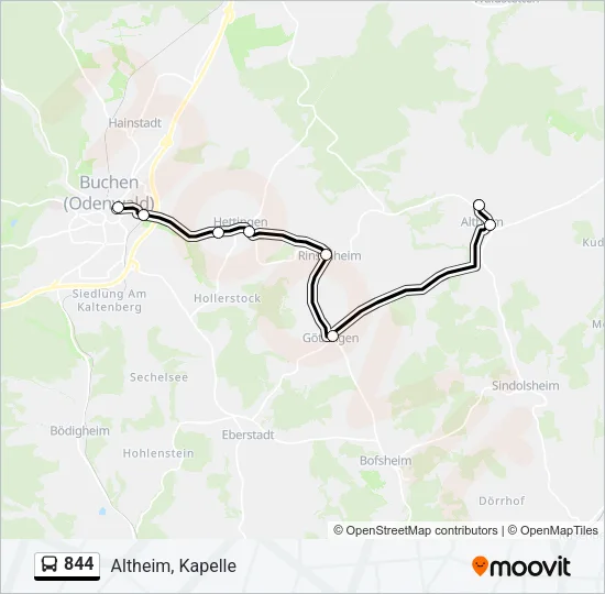 844 Bus Line Map