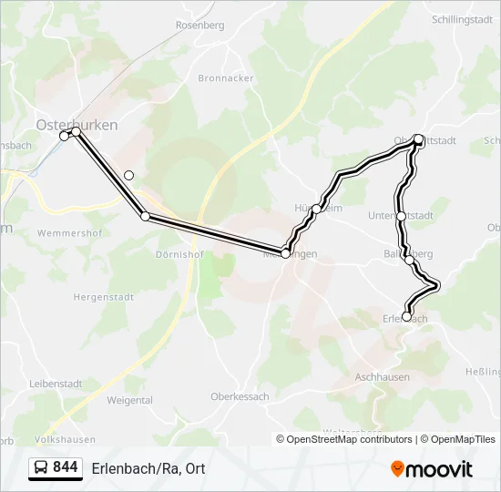844 Bus Line Map