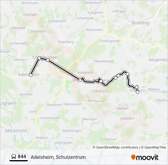 844 Bus Line Map