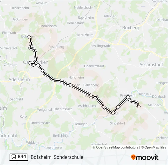 844 Bus Line Map