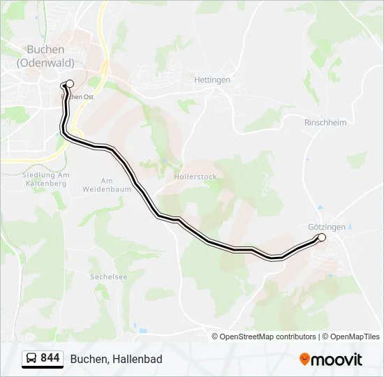 844 Bus Line Map