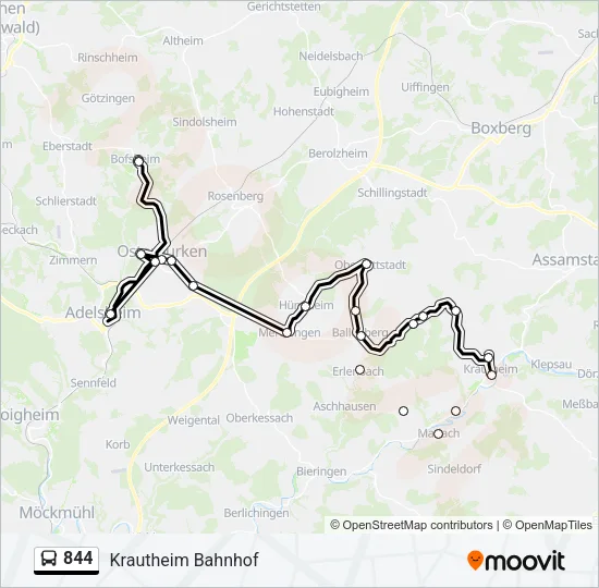 844 Bus Line Map