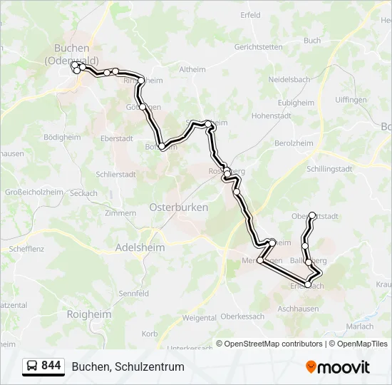 844 Bus Line Map