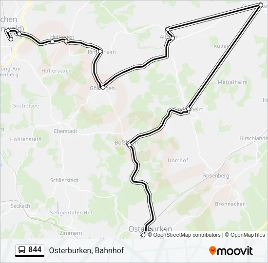 844 Bus Line Map