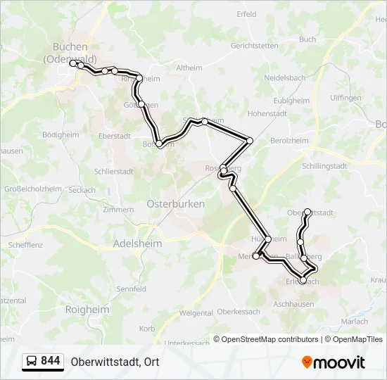 844 Bus Line Map