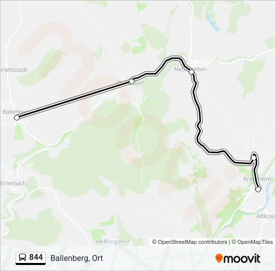 844 Bus Line Map