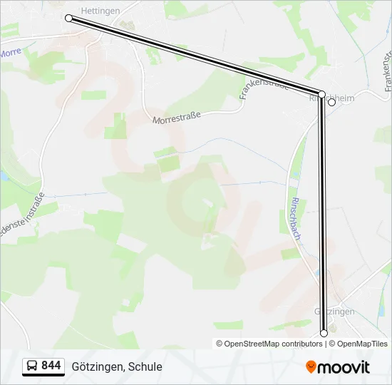 844 Bus Line Map