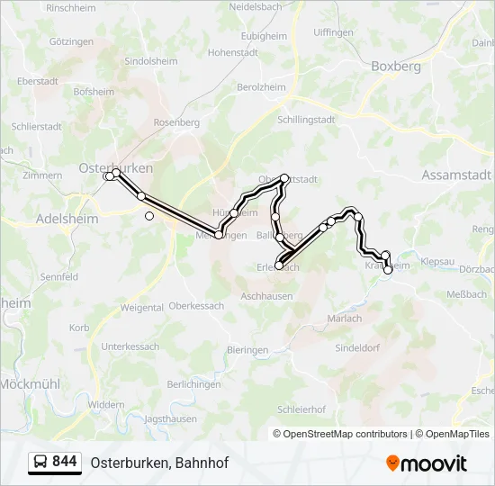 844 Bus Line Map