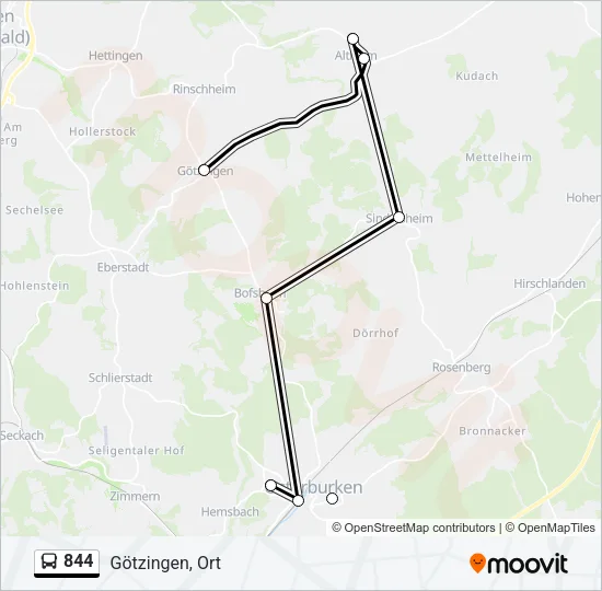844 Bus Line Map