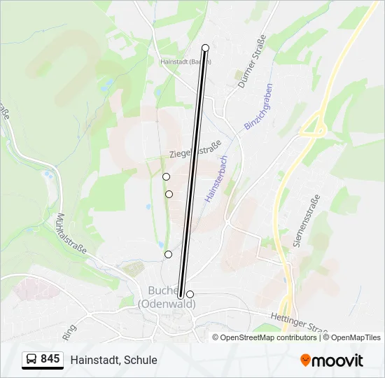 845 Bus Line Map