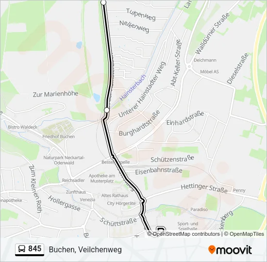 845 Bus Line Map