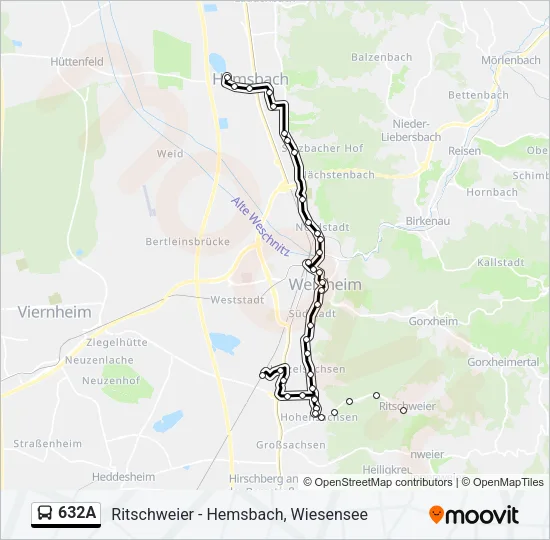632A Bus Line Map