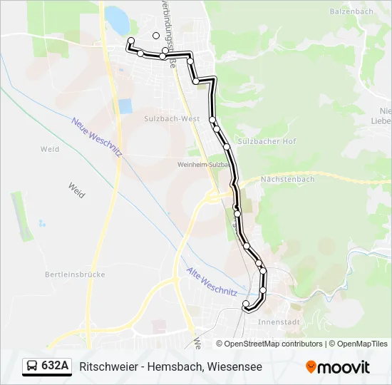632A Bus Line Map