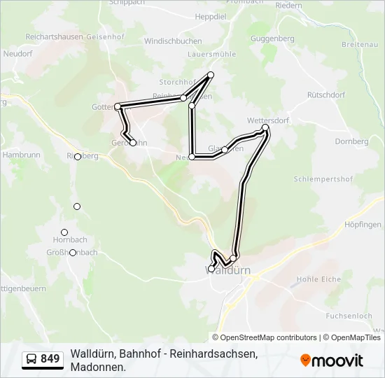 849 Bus Line Map