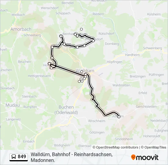 849 Bus Line Map