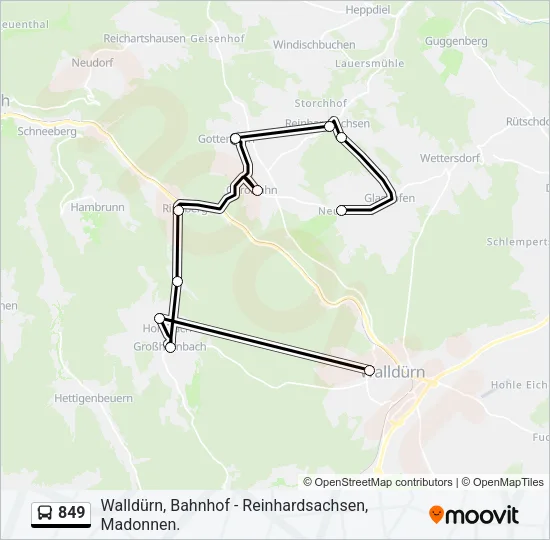849 Bus Line Map