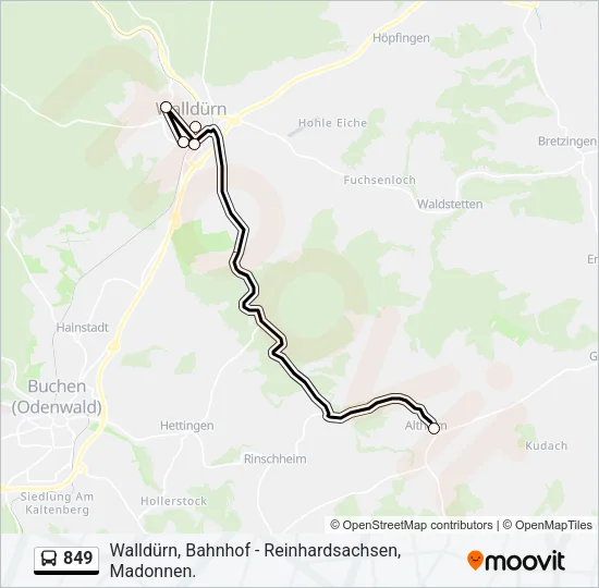 849 Bus Line Map