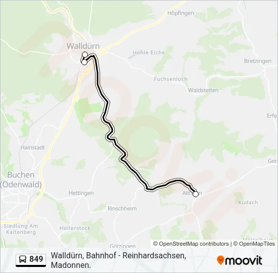 849 Bus Line Map