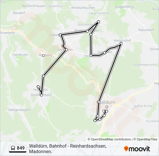 849 Bus Line Map