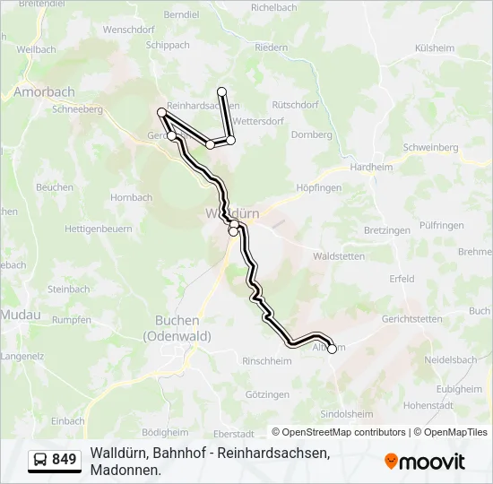 849 Bus Line Map