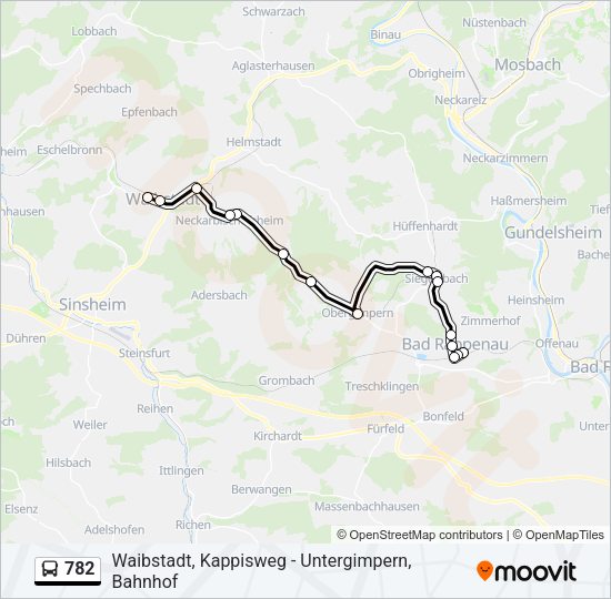 Автобус 782: карта маршрута