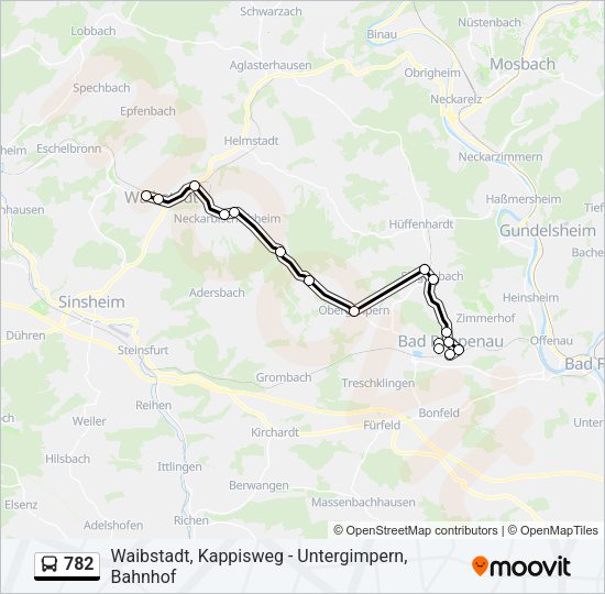 Автобус 782: карта маршрута