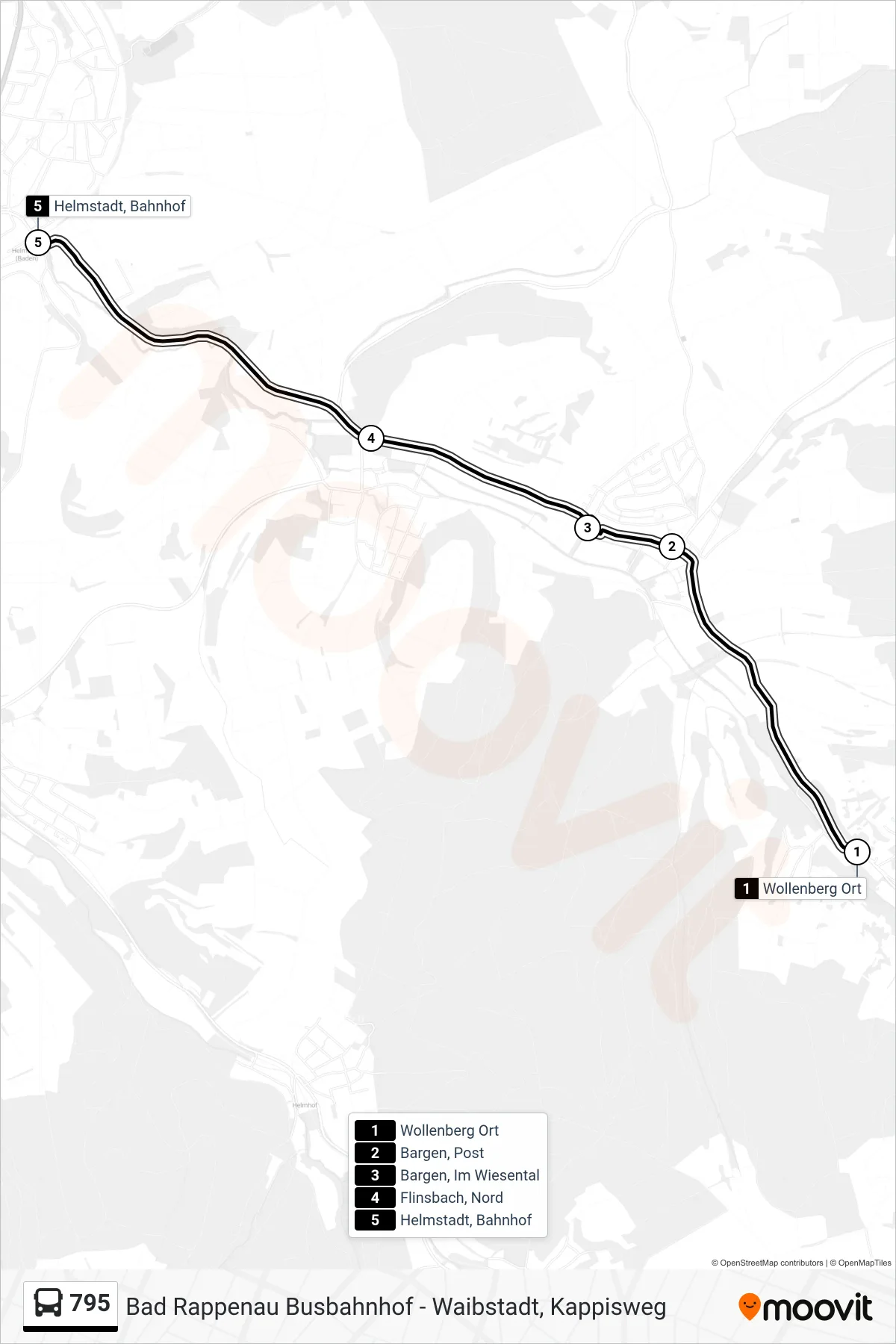 795 bus Line (Helmstadt, Bahnhof) route and stops on a map