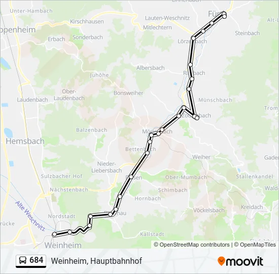 684 Bus Line Map