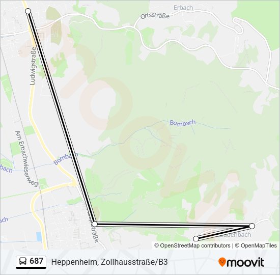 687 Bus Line Map