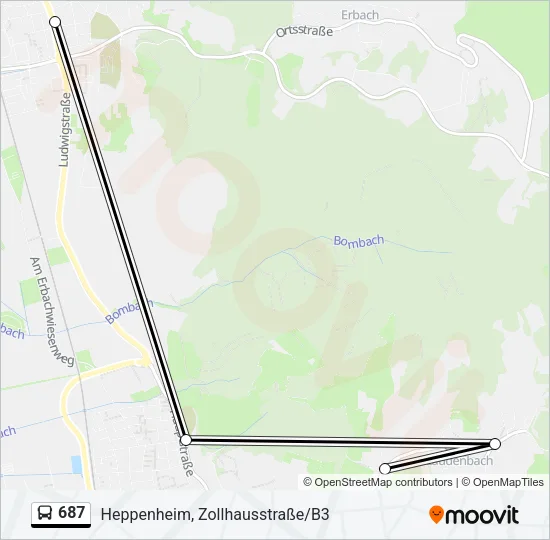 687 Bus Line Map