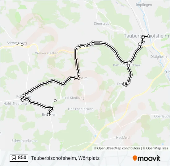 850 Bus Line Map