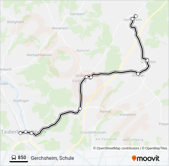 850 Bus Line Map
