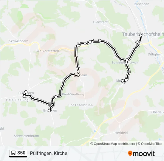 850 Bus Line Map