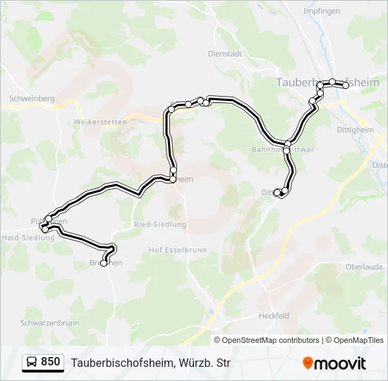 850 Bus Line Map