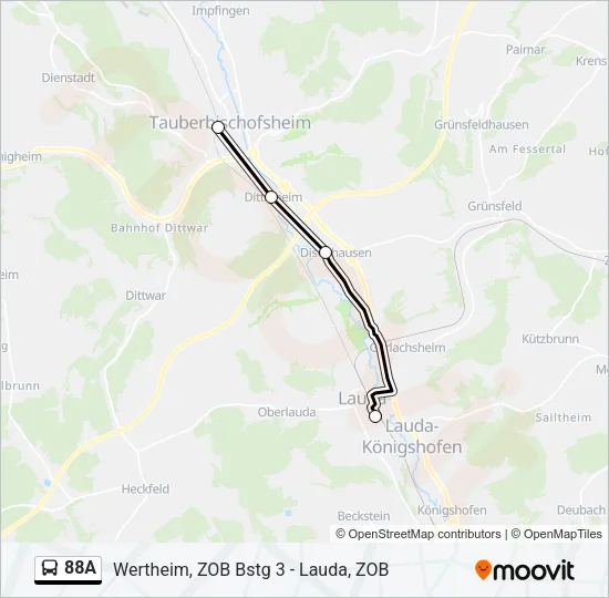 Buslinie 88A Karte