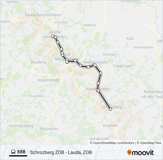 88B Bus Line Map