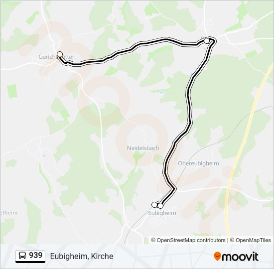 Автобус 939: карта маршрута