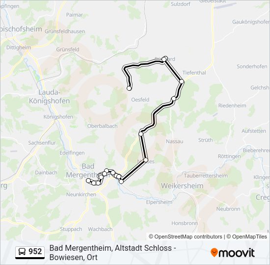 Автобус 952: карта маршрута