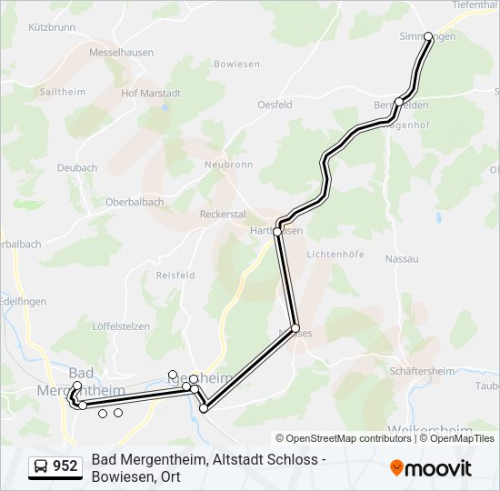 Автобус 952: карта маршрута