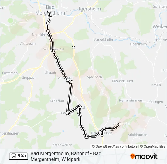 955 Bus Line Map