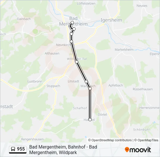 955 Bus Line Map