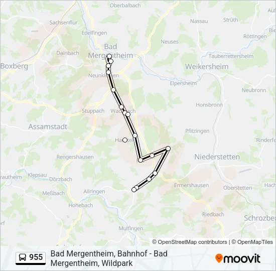 955 Bus Line Map