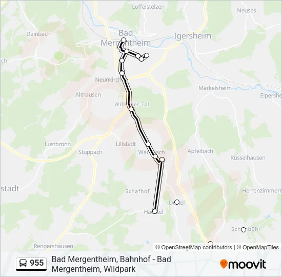 955 Bus Line Map